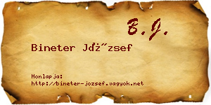 Bineter József névjegykártya